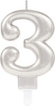 Amscan Birthday Candle Number "3" in Silver Color