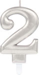 Amscan Birthday Candle Number "2" in Silver Color