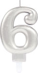 Amscan Birthday Candle Number "6" in Silver Color