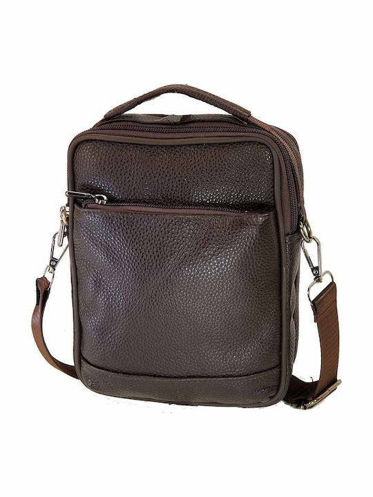 Geantă Bărbătească de Umăr / Tip Crossbody din Piele Maro