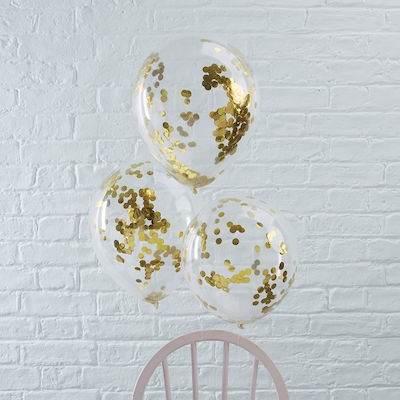 Set of 5 Balloons Latex Gold