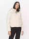 Κοντό Γυναικείο Puffer Μπουφάν για Χειμώνα Εκρου