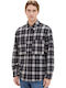 Overshirt Flanelă Cu Mânecă Lungă Carou Negru Și Alb