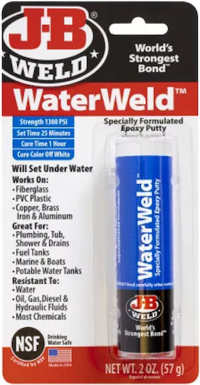 Епоксидно Лепило Два Компонента J-b Weld Waterweld Epoxy Putty 57гр Бяло