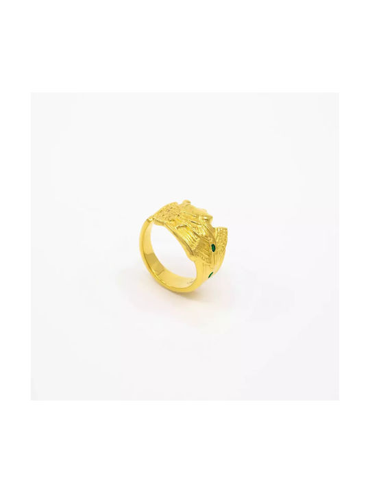 Cavero Ναύκρατις Γυναικείο Δαχτυλίδι με Ζιργκόν από Ασήμι Επιχρυσωμένο