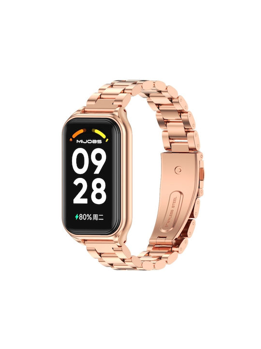 Mijobs Redmi Λουράκι Ανοξείδωτο Ατσάλι Ροζ Χρυσό (Realme Band 2)