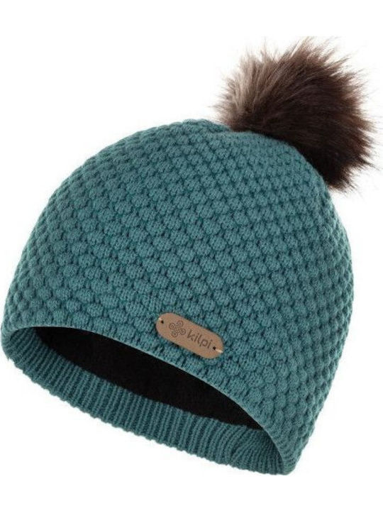 Pom Pom Beanie Γυναικείος Fleece Σκούφος Πλεκτός σε Πράσινο χρώμα
