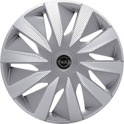 J-Tec Car Hubcap Set Lazio with Opel Emblem 15" 4pcs Silver