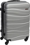 Keskor Medium Travel Suitcase Hard Silver with 4 Wheels Height 65cm