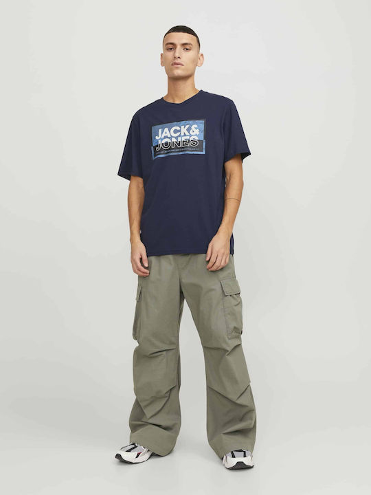 Jack & Jones Ανδρική Μπλούζα Κοντομάνικη Μπλε