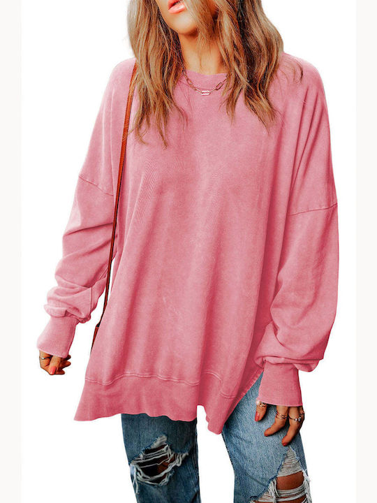 Amely Damen Langarm Pullover Blumen Pink