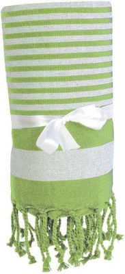 Beach Towel Pareo Green with Fringes 160x90cm.