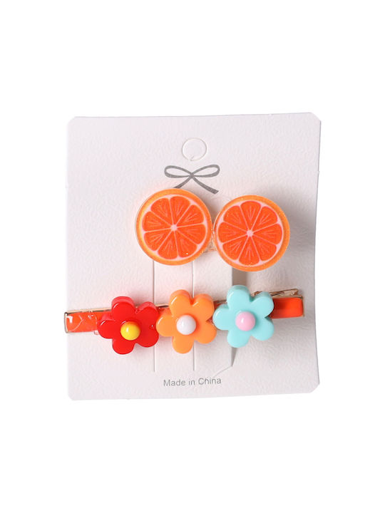 Set Kids Hair Clips with Hair Clip in Orange Color