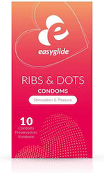 Easyglide Condoms Ribs & Dots 10 pcs 52 mm with Ridges Natural