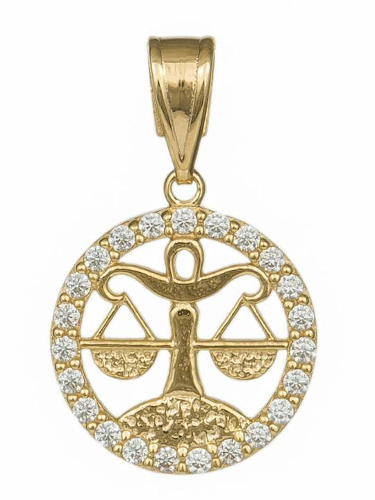 Libra Charm Zodiac Libra In 9 K Gold With Zircon