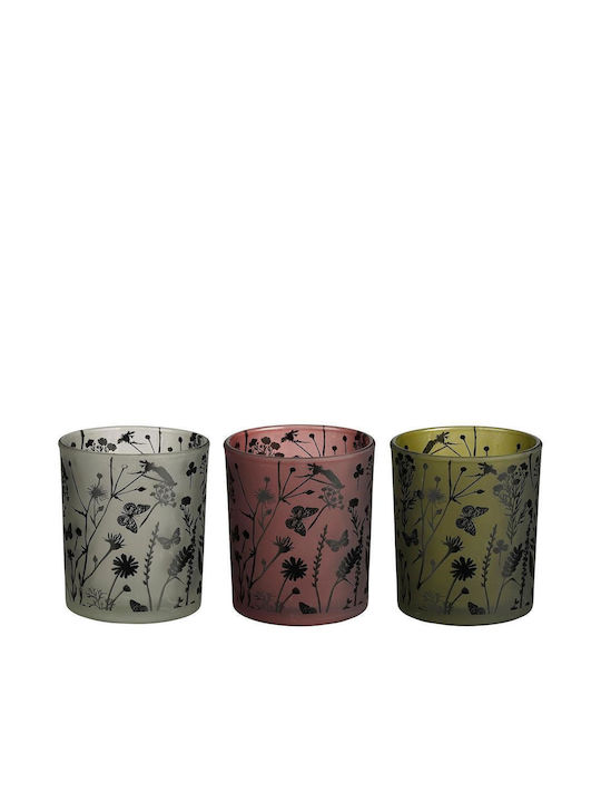 Mica Butterflies Candle Holder Glass 3χρωματιστά 7x7x8cm 1pcs