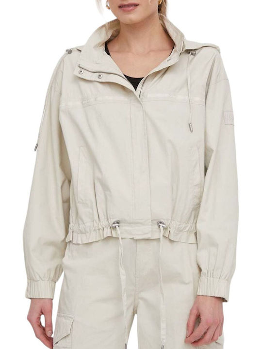 DKNY Women's Short Lifestyle Jacket for Winter Beige