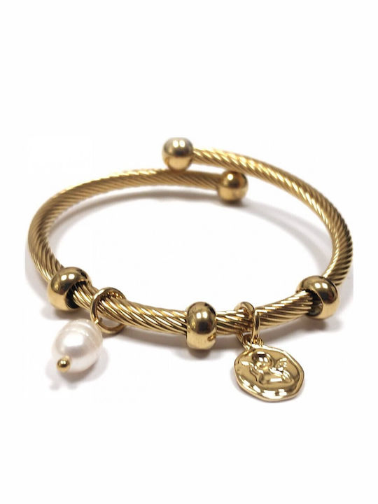 Karma Fashion Damen Armband aus Stahl Vergoldet mit Perlen