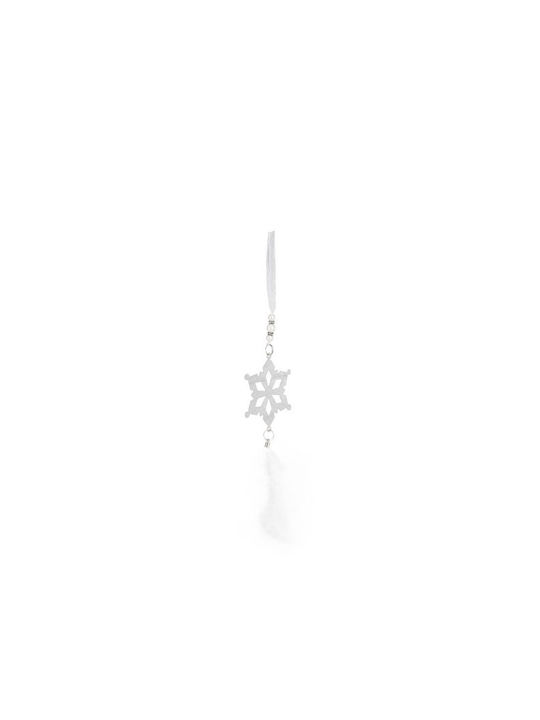 Hanging Snowflake Ornament Metallic White 25cm