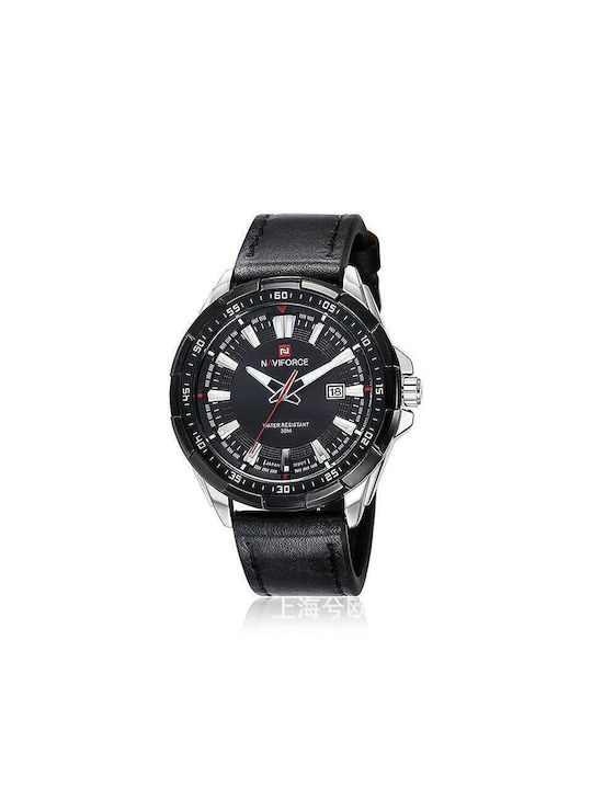 Naviforce Watch Battery with Black Leather Strap