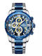 Naviforce Herrenuhr 46mm Chronograph Batterie mit Blau Metallarmband