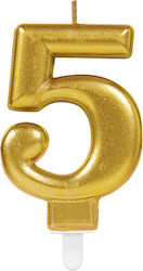 Amscan Sparkling Birthday Candle Number "5" in Gold Color