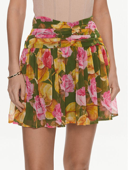 Hoch tailliert Mini Rock Blumen Rosa
