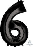 Balloon Foil Jumbo Number 6 Black 55cm