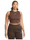 Sportswear Γυναικείο Αθλητικό Crop Top Αμάνικο Καφέ
