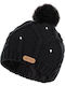 Pom Pom Beanie Fleece Beanie Knitted in Black color