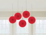 Amscan Hanging Ornament for Party in Red color 5pcs