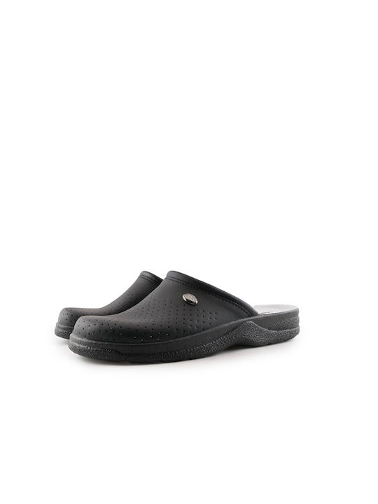 Adam's Shoes Non-Slip Leather Clogs Black