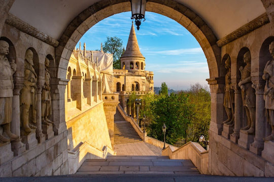City97 Bastion Budapest Rahmen auf Segeltuch 75x50cm