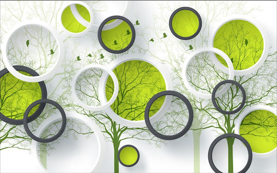 Ταπετσαρία Τοίχου Birds Trees Circles 220x135cm Πλενόμενη