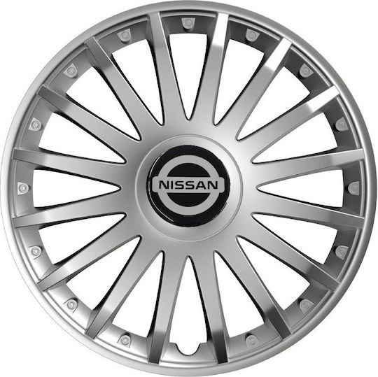 Versaco Car Hubcap Set Crystal with Nissan Emblem 14" 4pcs Silver