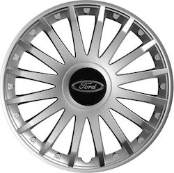 Versaco Τάσια Crystal 14" με Σήμα Ford 4τμχ Ασημί TSE-0328