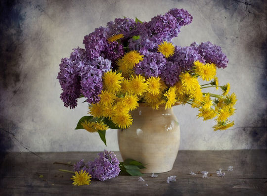 Self-Adhesive Photo Wallpaper Wall Bouquet Lilacs Dandelions 220x135cm Washable