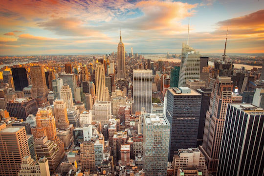 Selbstklebende Fototapete Sunset Over New York City 200x150cm Waschbare Tapeten
