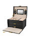 Go Clever Fabric Jewellery Box with Drawer & Black Mirror 17.5x13.8x13.5cm