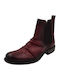 Leder Damen Chelsea Stiefeletten Burgundisch