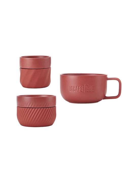 La Cafetière Set of Cups Coffee Porcelain Red 380ml 3pcs