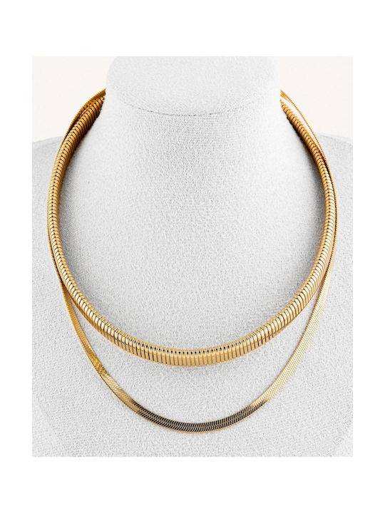 StanStefan Necklace Double with design Snake from Gold Plated Steel