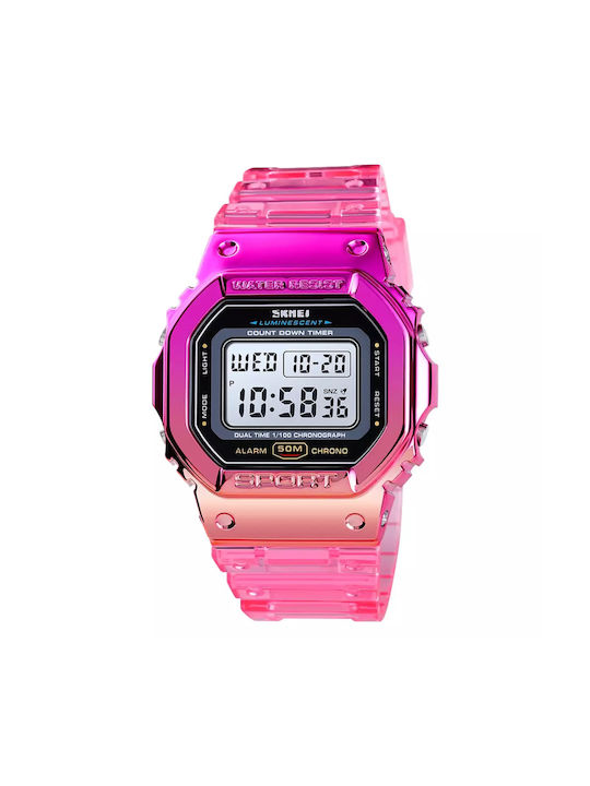 Skmei Vortex Digital Watch with Pink Rubber Strap