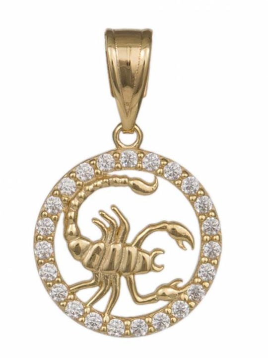 Charm Semn Zodiacal Scorpion Din Aur Galben 14 Carate Cu Zircon