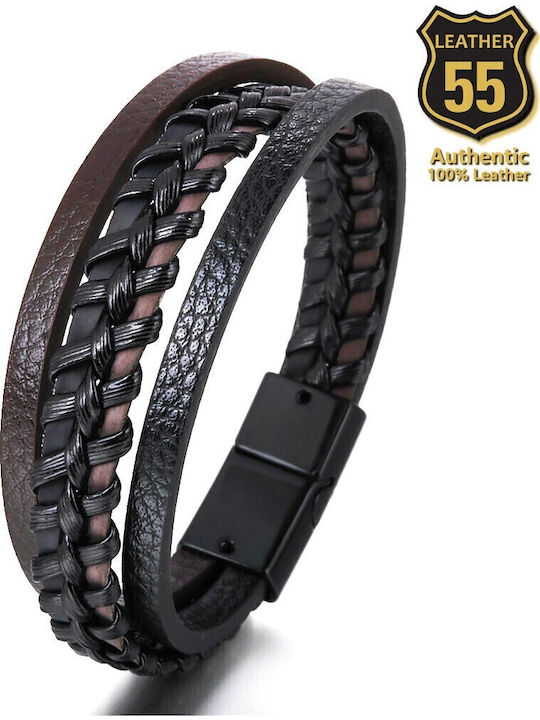 Leather 55 Ανδρικό Βραχιόλι από Δέρμα