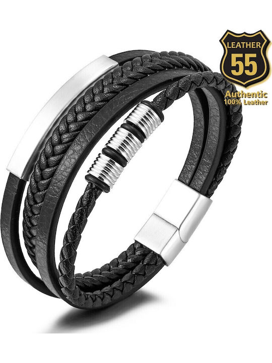 Leather 55 Ανδρικό Βραχιόλι Δερμάτινο