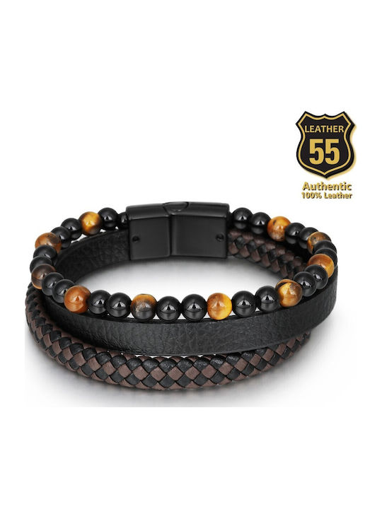 Leather 55 Ανδρικό Βραχιόλι Δερμάτινο