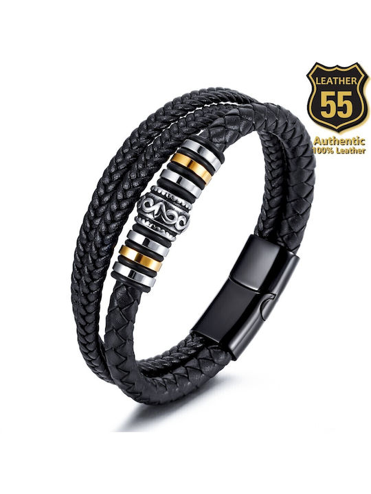 Leather 55 Ανδρικό Βραχιόλι από Δέρμα