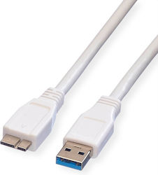 Value 11.99.8874-10 Regular USB 2.0 σε micro USB 2m Λευκό