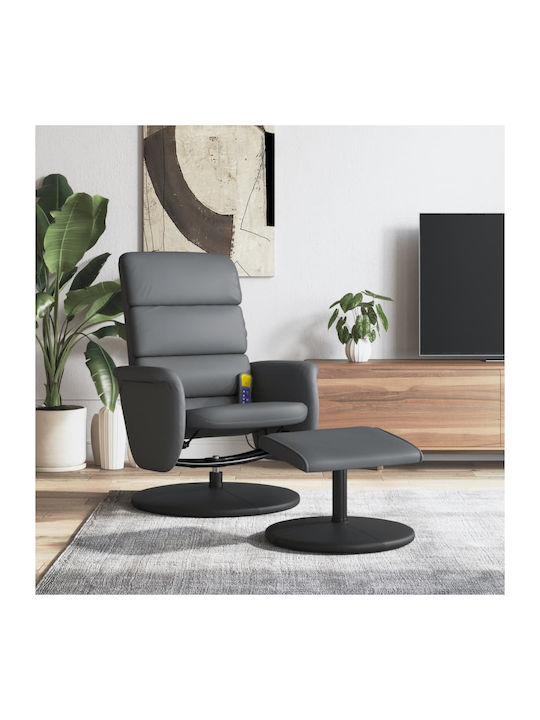 Relax Armchair Massage Swivel with Footstool made of Leatherette Gray 49x31x36.5cm